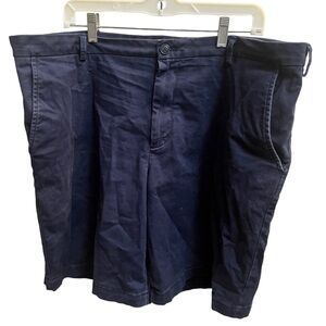 IZOD Men's Saltwater 9.5" Flat Front Chino Navy Blue Short 40 Waist Vacation EUC